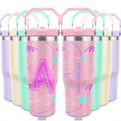 Resim 1 Adet RZUIYTYE 30oz Kişiselleştirilmiş Termos - Özel Baş Harfler ve İsim, Çift Cidarlı Paslanmaz Çelik, Sızıntısız Bardak (Sıcak/Soğuk İçecekler için), Geniş Kapasiteli Su Matarası, Şehre, Spor Salonu'na, Yürüyüşlere, Seyahat Etmek Üzere Uygun (Pembe/Yeşil/Bej), Sıcak ve Soğuk İçecek Termosu, Su Şişeleri, Kadınlar İçin Termos, Sıcak ve Soğuk İçin Termos, Mutlu Öğretmenler Günü, Kahve Seyahat Bardağı, Termo, Kişiselleştirilmiş Hediye Ürünleri, Öğretmenler Günü Hediyesi, 