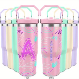 Resim 1 Adet RZUIYTYE 30oz Kişiselleştirilmiş Termos - Özel Baş Harfler ve İsim, Çift Cidarlı Paslanmaz Çelik, Sızıntısız Bardak (Sıcak/Soğuk İçecekler için), Geniş Kapasiteli Su Matarası, Şehre, Spor Salonu'na, Yürüyüşlere, Seyahat Etmek Üzere Uygun (Pembe/Yeşil/Bej), Sıcak ve Soğuk İçecek Termosu, Su Şişeleri, Kadınlar İçin Termos, Sıcak ve Soğuk İçin Termos, Mutlu Öğretmenler Günü, Kahve Seyahat Bardağı, Termo, Kişiselleştirilmiş Hediye Ürünleri, Öğretmenler Günü Hediyesi, 