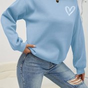 Resim Kalp Baskılı Kazak Sweatshirt, Sonbahar ve Kış için Rahat Uzun Kollu Crew Neck Sweatshirt, Kadın Giyim 