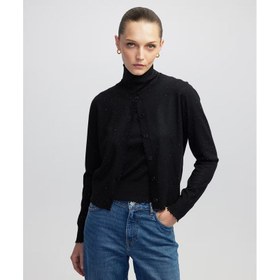 Resim İpekyol Hotfix Baskılı Raw Edge Kadın Hırka (IW6250050097) 