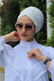 Resim Sahra Şal Dünyası Çapraz Bone Ekru 