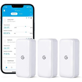 Resim 3'lü Bluetooth Higrometre ve Termometre Seti, Uygulamalı Nem Ölçer - Beyaz 
