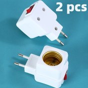 Resim 2 adet E27 LED Işık Lambası Ampul Soket Taban Tutucu EU Fiş Adaptörü ON/OFF Anahtar Aydınlatma Aksesuarları 