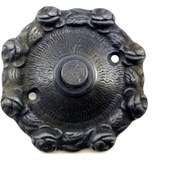 Resim HAYAT STORE Antika Tarz Dekoratif Pirinç Güllü Kapı Zili - 75mm, Oksit ( Lisinya ) 