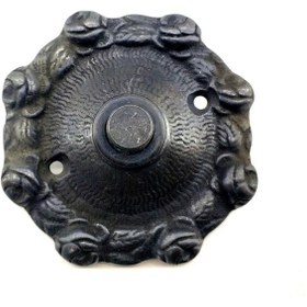 Resim HAYAT STORE Antika Tarz Dekoratif Pirinç Güllü Kapı Zili - 75mm, Oksit ( Lisinya ) 