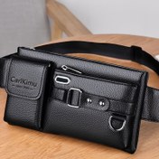 Resim Unisex Retro Günlük Bel Çantası - Çoklu Fermuarlı Cepler, Ayarlanabilir Askılı Dayanıklı Crossbody Çanta, Şık Siyah Tasarım ile Her Gün İçin Temel Eşyalar, Metalik Çıtçıt Kapatma 