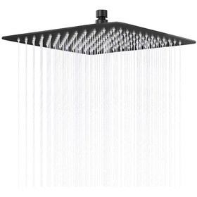 Resim Fause Tepe Duş Başlığı Kare Slim 304 Metal 40 X 40 Cm Siyah 