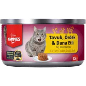 Resim Yammies Tavuk Ördek Dana Etli Yaş Kedi Maması 85 G 