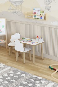 Resim POFİTTO Yaz-sil Yüzey Çocuk Masası-aktivite Masası-çocuk Çalışma Masası Takımı 2 Adet Sandalyeli 
