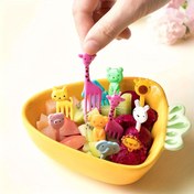 Resim 10 Adet Rastgele Renkli Yeniden Kullanılabilir Yaratıcı Sevimli Plastik Meyve Çatalı Hayvan Figürlü Bento Seti 