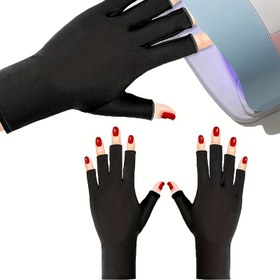 Resim 1 Çift Koruma Tırnak Eldivenleri - Anti, Serinletici Jel Aydınlatma, Kolay Tırnak Bakımı ve Koruma İçin Parmaksız Tasarım, Düzgün Parlamayan Risk, Tırnak Bakımı Eldivenleri | Minimalist Tarz | Dayanıklı Naylon Eldiven 