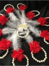 Resim Hobigram Kına Eğlence Aksesuarı 1 Bride Bileklik 10 Nedime Bilekliği Set Kırmızı – Kına Eğlence Aksesuarı – 