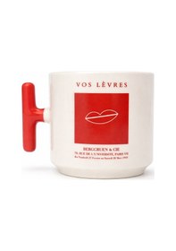 Resim Kırmızı Bakış Gözler & Dudaklar Seramik Kupa Beyaz - Çok Renkli 