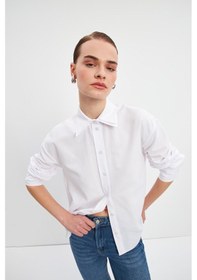 Resim Stella Pulvis Beyaz Çift Yaka Detaylı Oxford Gömlek Beyaz 