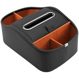 Resim Rogfer Kedi Malzemeleri Deri Saklama Kutusu Araba Bölünmüş Kağıt Mendil Kutusu, Renk: Klasik Siyah 