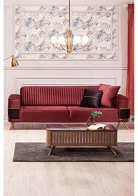 Resim Modalife Demre Üçlü Kanepe Yataklı Gül Kurusu 