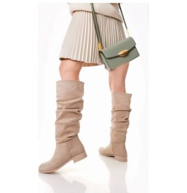 Resim Winda Bej Süet Körüklü Çizme Bej 