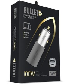 Resim Powerway Bullet 100W Araç Çakmaklık Şarj Cihazı Type-C ve Usb Çıkışlı Profesyonel Turbo Hızlı Şarj 