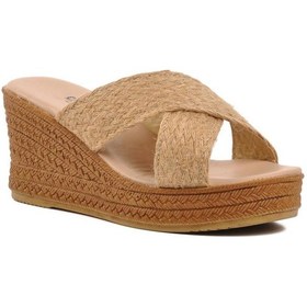 Resim Chopper 22656 Bej Kadın Dolgu Topuk Terlik 001 