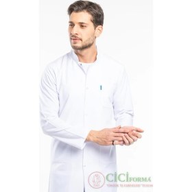 Resim Cici Forma Hakim Yaka Beyaz Erkek Önlük 