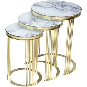 Resim Zigon C Model Gold Kaplama Renk Kırılmaz Temper Beyaz Mermer Cam (401348656) 