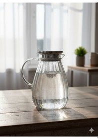 Resim Morponi Borosilikat Cam Çizgili Sürahi 1800 Ml 