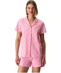 Resim Penti Pembe Pink Stardust Pamuklu Gömlek Şortlu Pijama Takımı 