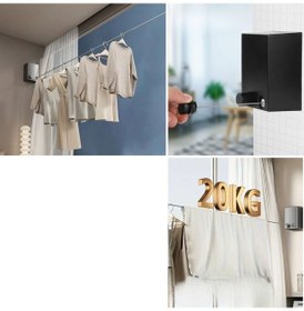 Resim Buffer Teleskopik Çamaşır Kurutma Askısı, Pratik Geri Çekilebilir Çamaşır İpi Siyah 