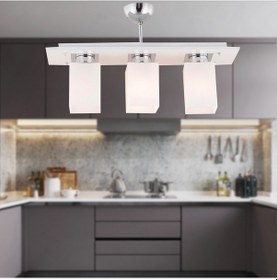 Resim Atlas 3 Lü Sıralı Beyaz Modern Genç Odası Mutfak- Banyo Mutfak Salon Avize 