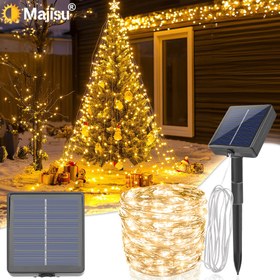 Resim Majisu Güneş Dize Işıkları, 300/200/100/50 LED Açık Su Geçirmez Bahçe Işıkları, 8 Aydınlatma Modu, IPX4, Yollar, Havuzlar, Kamp için İdeal - Çiçek Teması, Işık Sensörü Kontrolü, Güneş Enerjili ve Pil Enerjili Seçenekler, Dış Mekanlar için Güneş Işıkları 
