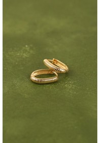 Resim Çgk Çiğdem Gürel Kuyumculuk Çgk 22 Ayar Altın Çizgili Elips Küpe Sarı 