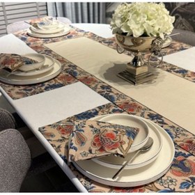 Resim Keten 6'lı Rüya Desen 6 Amerikan Servis & 1 Runner- 6 Peçete Çok Renkli 