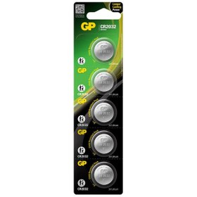 Resim GP CR2032 2032 Boy Lityum Düğme Pil, 3 Volt, 5'li Kart 