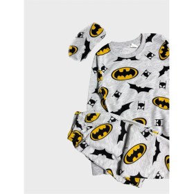 Resim Aliş Kids Erkek Çocuk Pamuklu Gri Batman Desenli Uzun Kollu Gözlük Bantlı Mevsimlik Pijama Takımı 
