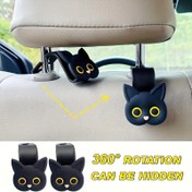 Resim 2-Pack Yaratıcı Kedi Tasarımı Araba Baş Dayama Kancaları, Çok Fonksiyonlu PVC Otomobil Arka Koltuk Askıları, Kadınlar İçin DIY Araç Aksesuarları 