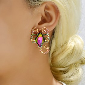 Resim Gotik Akrep Alaşım Küpeler Parlak Renkli Taşlı Vintage Çivi Küpeler Boho Kulak Süsleri Takı Aksesuarları Kadınlar için 