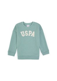 Resim U.S. Polo Assn. Kız Çocuk Mint Bisiklet Yaka Şardonlu Sweatshirt 50317878-VR090 