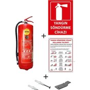 Resim Tüpaş Yangın Tüpü 6 KG + Yangın Tüpü Kullanım Talimatı+ Yangın Tüpü Levhası+ Askı Aparatı+ Dübel Vida ve Kare Sehpa 6'lı Set 
