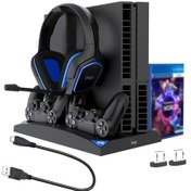 Resim Reedark 6'lı 1 Ps4 Dikey Stand: Çift Şarj, Soğutma Fanı, Oyun Kartı Depolama, Kulaklık Askısı, Led Göstergeli, Siyah Siyah 