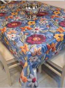 Resim Kumaş Dokulu Tabanı Silikonlu Yıkanabilir Silinebilir Ütülenebilir Kaymaz Dekoratif Masa Örtüsü Brs020 Çok Renkli 