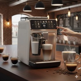 Resim Philips 20 Çeşit Sıcak ve Soğuk Kahve Hazırlayan Tam Otomatik Espresso Makinesi Lattego Süt Köpürtücü Sistemi Sessiz Çalışan Seramik Öğütücü Beyaz Roze Tasarım 
