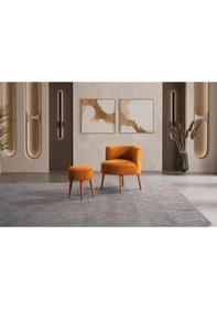 Resim Panda Çay Seti Berjer Ve Puf Takımı Salon, Balkon, Ofis 2 Li Takım Turuncu Turuncu 