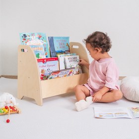 Resim Montessori Taşınabilir Açılı Kitaplık - 65 x 35 x 50 (h) cm - 3 Bölmeli 