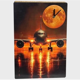 Resim Isıklı Duvar Saatı Ucaklı Siyah 