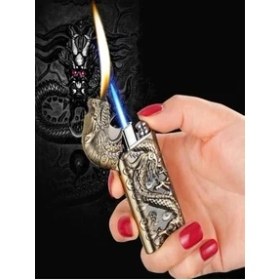 Resim Hk Gift Shop Metal Üç Boyutlu Kabartma Ejderha Çift Yangın Dönüşüm Çakmak Rüzgar Geçirmez Doğrudan Sprey Şişme 