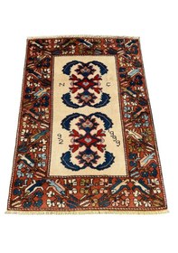 Resim El Dokuma İmzalı Çanakkale Dobag Halısı 102x147 Kök Boya %100 Yün Halı Kiremit 