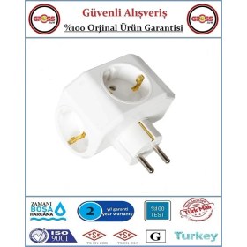 Resim Viko Yonca Üçlü Topraklı Priz - Çocuk Korumalı - Beyaz - Orjinal Ürün 