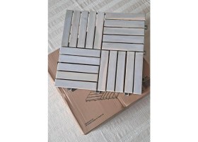Resim Mabeyn Akasya Ahşap Yer Karosu, Organik Beyaz 30X30 Cm, 10'lu Paket, 0.9 M² Yer Kaplama 