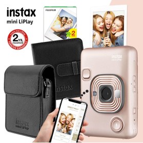 Resim Fujifilm instax mini LiPlay Hybrid Blush Gold Fotoğraf Makinesi Hediye Seti 
