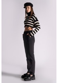 Resim Braccas Kadın Yandan Cepli Beli Lastikli Slim Fit Jogger Pantolon Siyah Siyah 